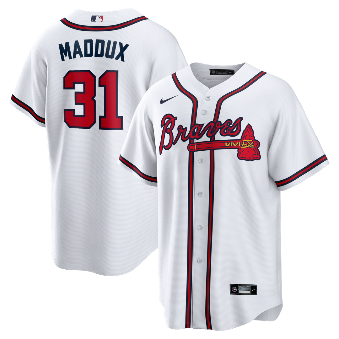 Atlanta Braves Greg Maddux Home Retired Replica Jersey (White)