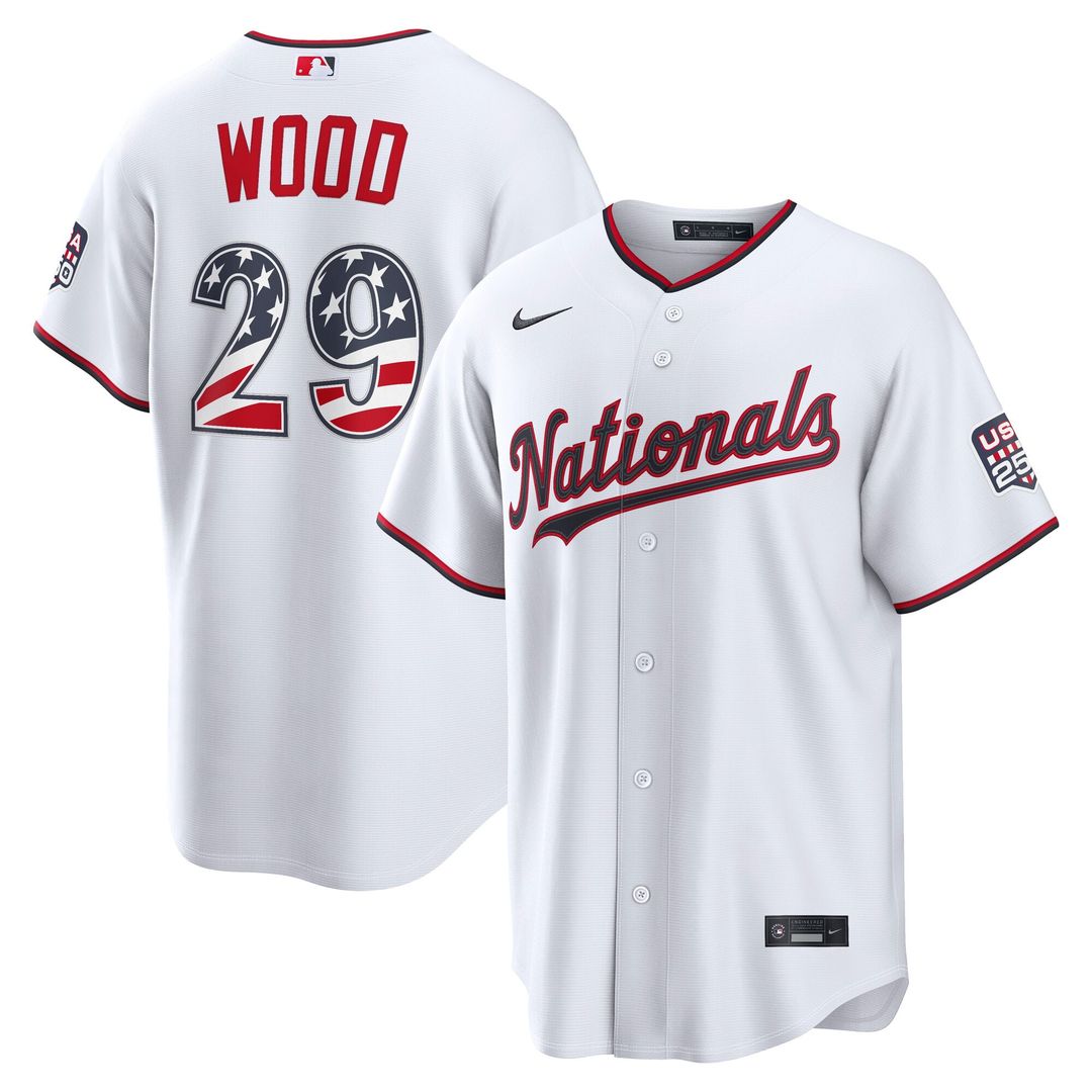Washington Nationals James Wood USA 250 Fourth of July Home Stadium Jersey (White)