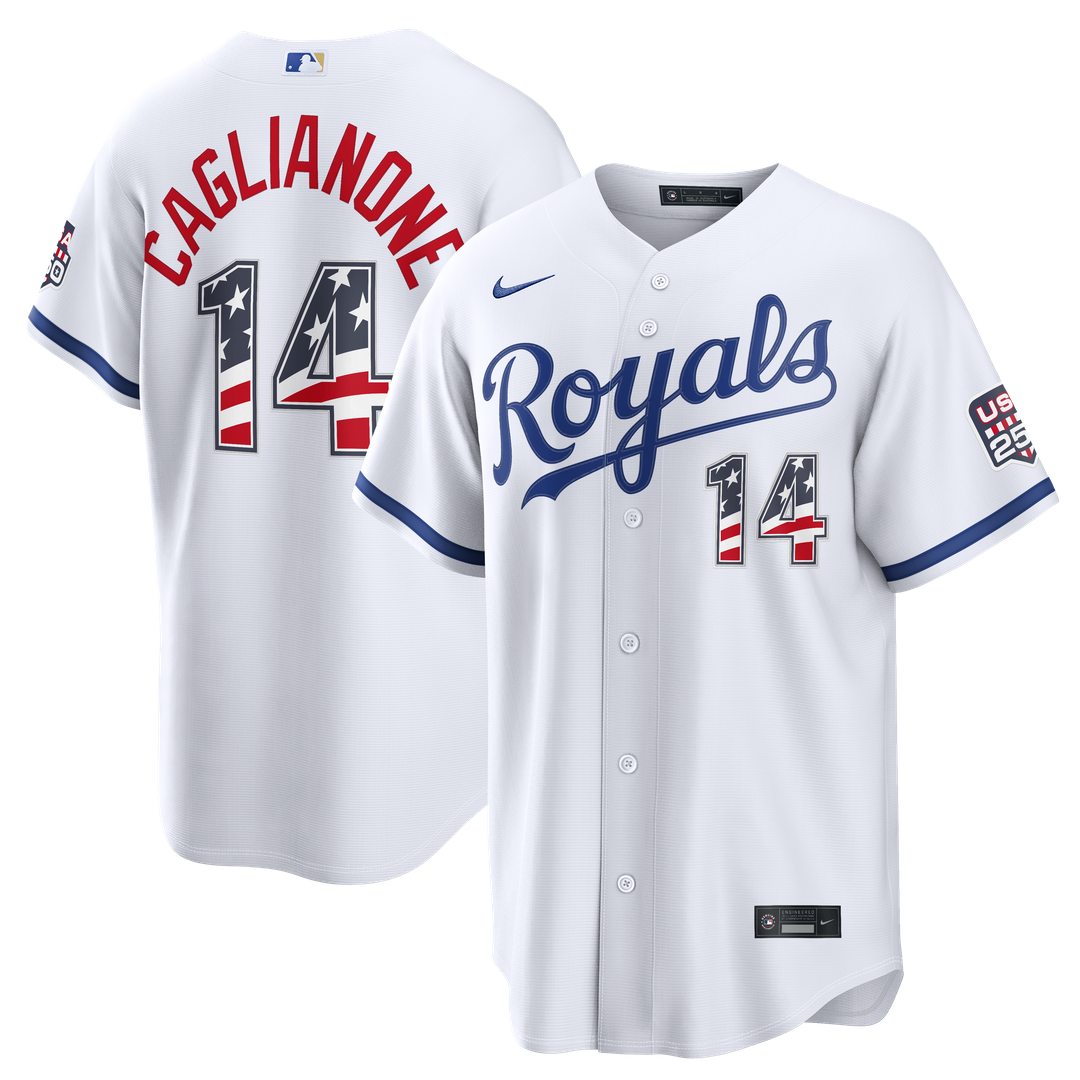 Kansas City Royals Jac Caglianone USA 250 Fourth of July Home Stadium Jersey (White)