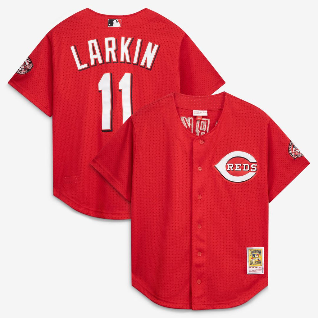 Cincinnati Reds Barry Larkin Throwback Cooperstown Mesh Batting Practice Jersey (Red)