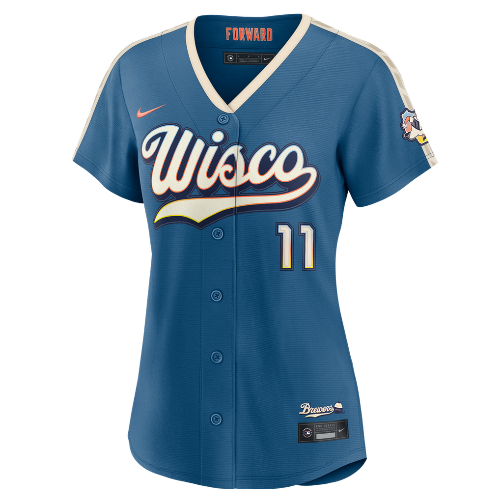 Milwaukee Brewers Jackson Chourio Women's 2026 City Connect Stadium Jersey (Mineral Blue)