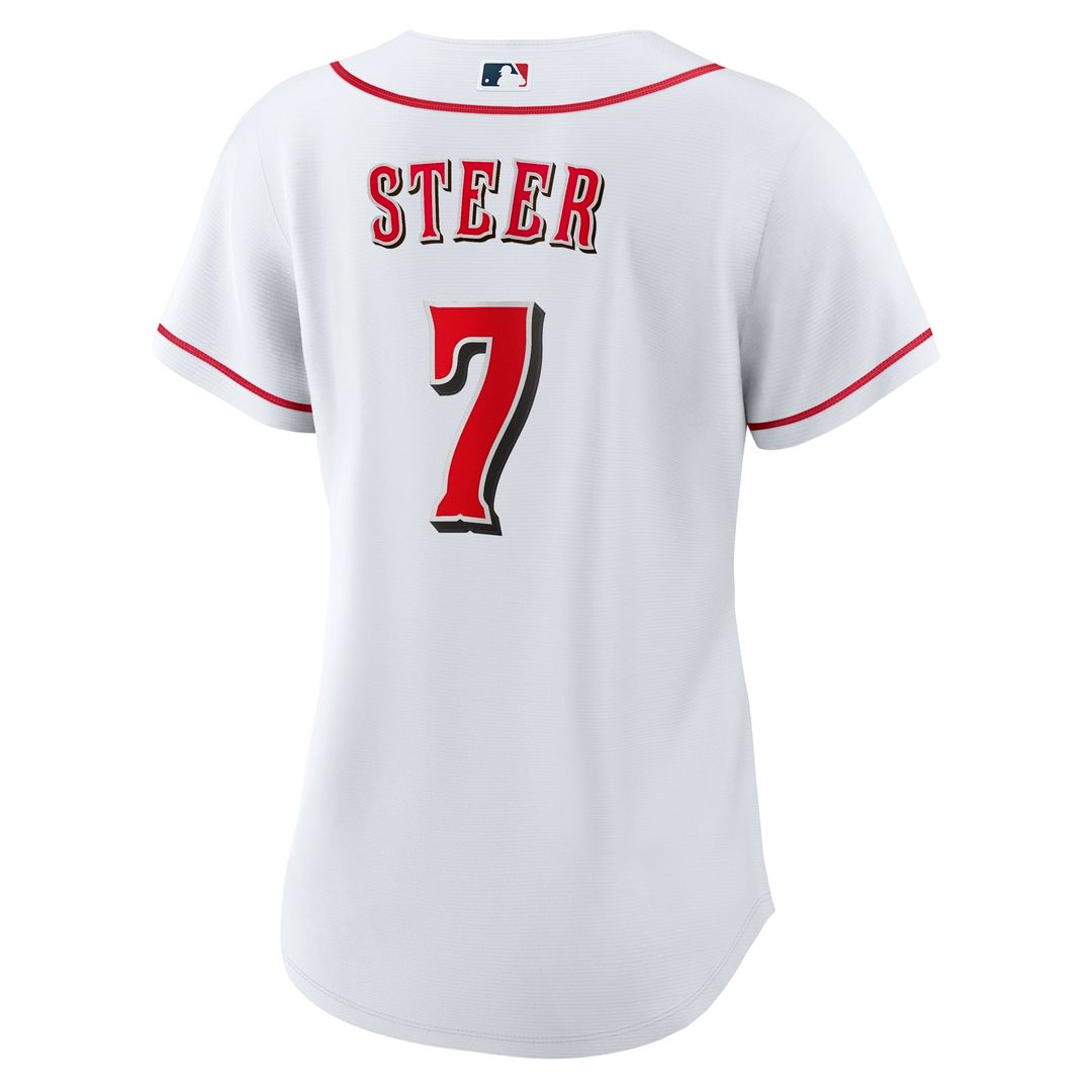 Cincinnati Reds Spencer Steer Women's Home Replica Jersey (White)